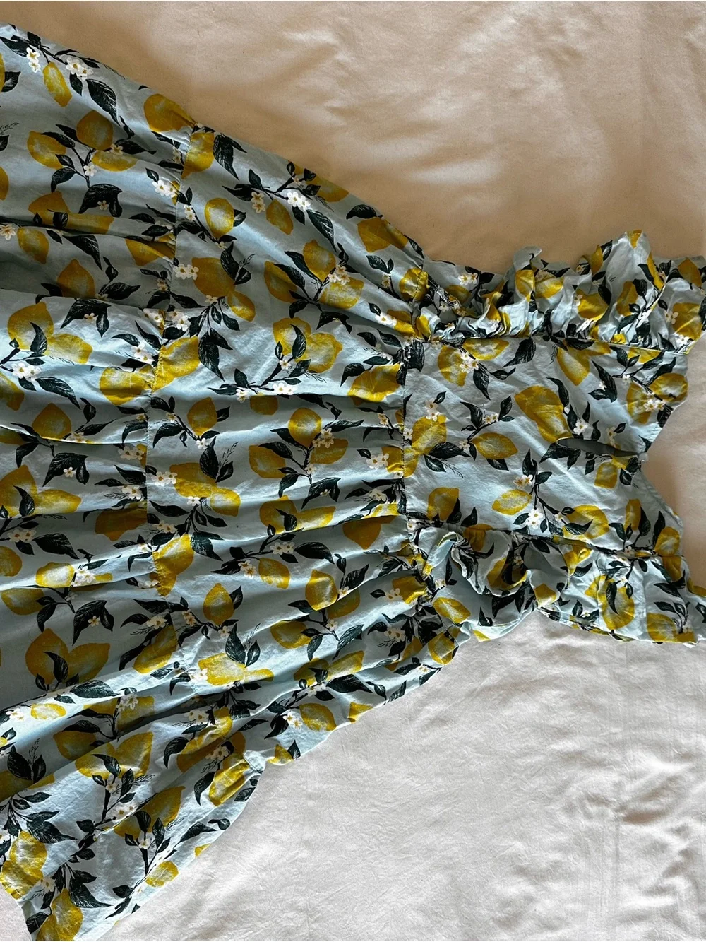 French Connection Light Blue Lemon Ruffle Tier Dress